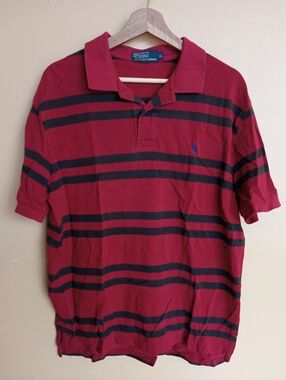 Ralph Lauren Red and Black Polo Shirt XL